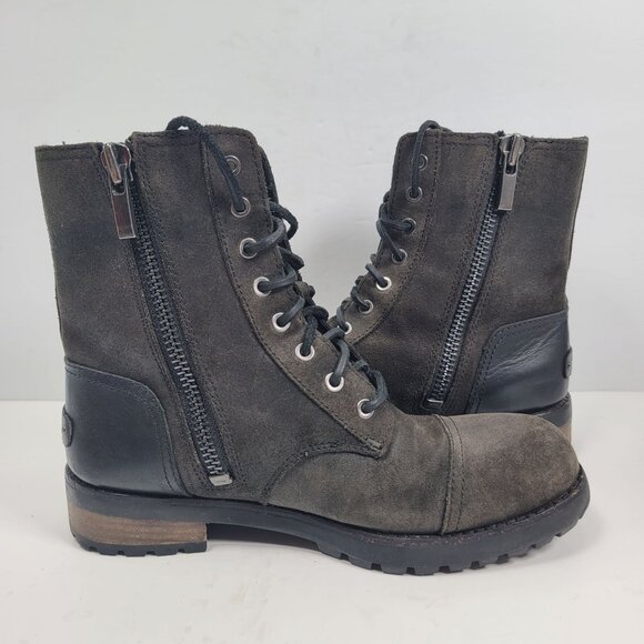 Ugg Kilmer II Women's Black Leather Combat Side Zip Boots S/N1095131 US Size 7.5 - Picture 8 of 12